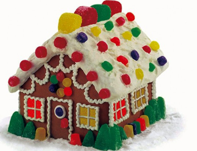 gingerbread house decorated with candy